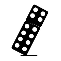a black and white icon of a pair of dice black, dice, domino, icon, large, silhouette , Generative art.