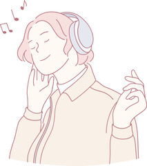 A person deeply immersed in the world of music, wearing vivid headphones and expressing pure joy through sound