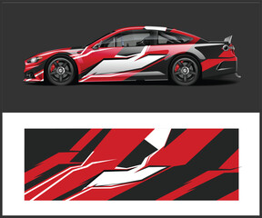 Obraz premium Red and Black Race Car Wrap Design Template