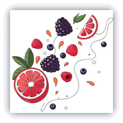 3D illustration of a water splash on a white background. The render showcases an abstract liquid glass wave ribbon with a clear effect, along with a fluid flow featuring a red gradient. Strawber