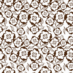 Botanical trendy seamless pattern. Flower and leaves abstract shape doodle art design for print, wallpaper, clipart, wall art for home decoration