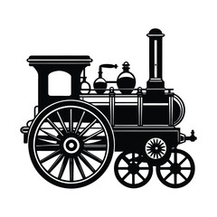 Fototapeta premium Silhouette of a vintage steam engine