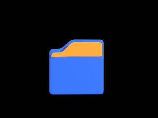 Yellow computer folder with paper files, documents. Business, file management concept. 3d vector icon. 3D minimal style.