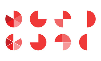 Pie charts diagrams. Different color circles isolated. Infographic element round shape.