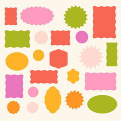 Retro sticker shapes set on beige background