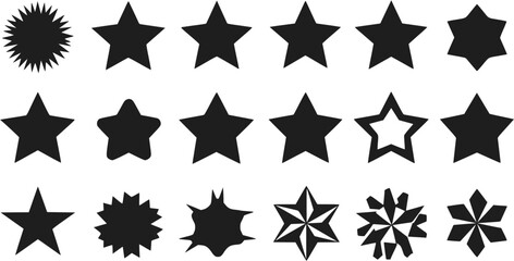 20 Black Starburst Shapes: Vector Icons Clipart Graphics