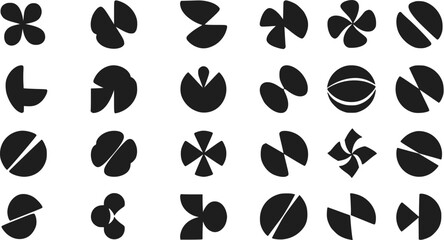 Fototapeta premium 24 Abstract Black and White Geometric Shapes Circle Flower Logo Design