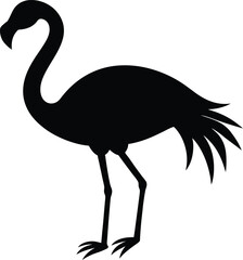 "Flamingo Silhouette Icon – Elegant Standing Bird Vector Illustration"