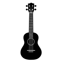 Obraz premium a black and white silhouette of a ukulele black, guitar, icon, silhouette , Generative art.