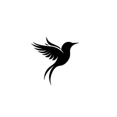 Fototapeta premium a black silhouette of a small bird with spread wings for tattoo or logo bird, black, design, hummingbird, logo, silhouette, small, tattoo, wing , Generative art.
