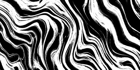 Obraz premium Chaotic black and white abstract background with flowing patterns for artistic design
