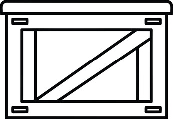 Simple Crate Illustration: A minimalist black and white illustration showcases the design of a wooden shipping crate, perfect for concepts related to storage, packaging, or transport. 