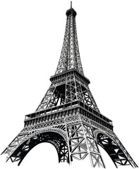 Fototapeta premium Iconic Paris Landmark Graphic Illustration in Black and White