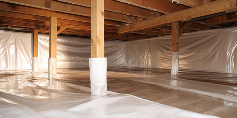 Crawlspace with clean, encapsulated design for improved air quality Generative AI