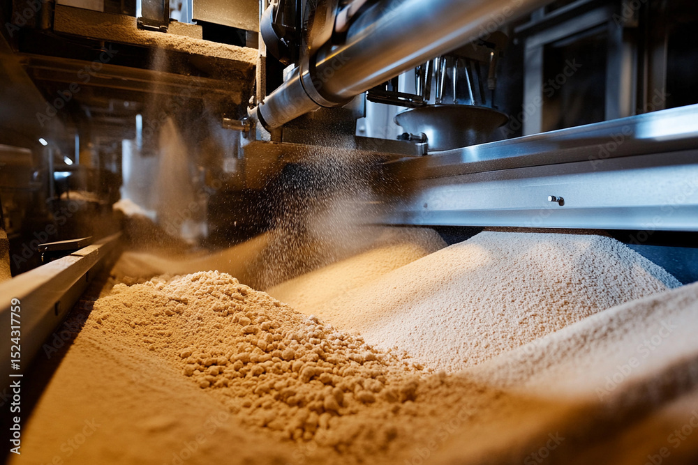 Poster flour production process in a modern facility generative ai