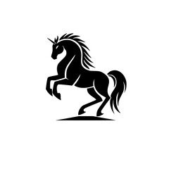 black silhouette of a running horse on a transparent background black, horse, logo, mane, silhouette , Generative art.