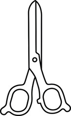 Scissors Outlined: A single, outlined pair of scissors is presented, poised with blades slightly open, ready for a precise cut in a minimalist, design-focused studio shot.
