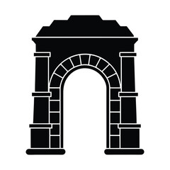 Roman archway Silhouette on white background