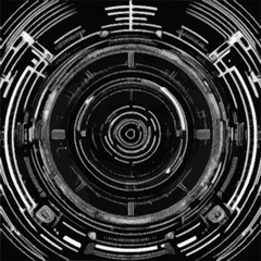 Obraz premium Abstract HUD interface lines, black and white sci-fi background, abstract technology background