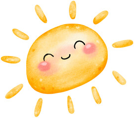 Hand drawn Sun cartoon character element illustration.
