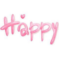 Hand drawn cute Happy word with watercolor style.