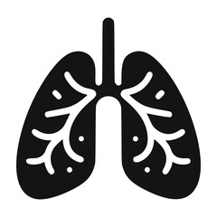 Simple black and white human lungs icon