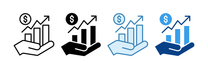 Growth Chart Icon Set Multiple Style Collection