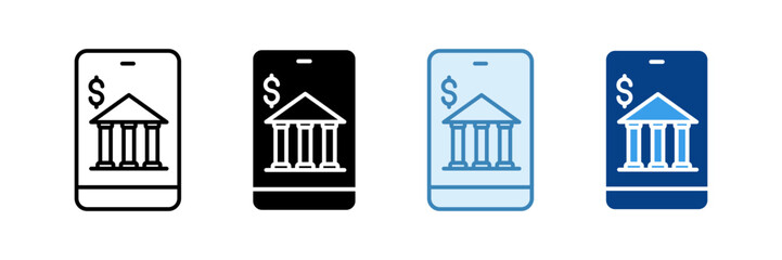 Mobile Banking Icon Set Multiple Style Collection