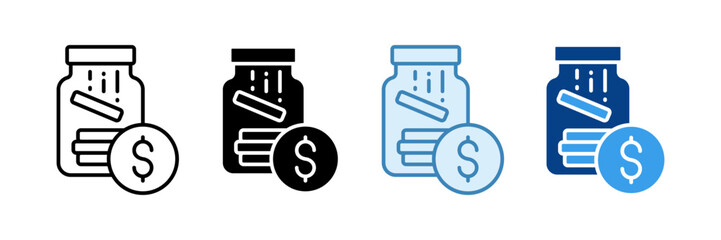 Money Jar Icon Set Multiple Style Collection