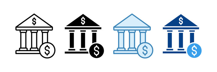 Bank Icon Set Multiple Style Collection