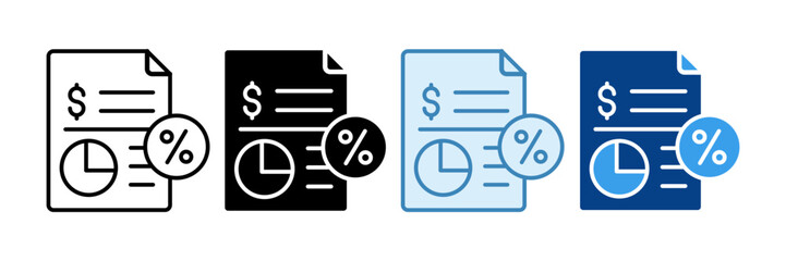 Financial Report Icon Set Multiple Style Collection