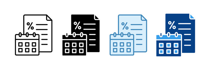 Tax Planning Icon Set Multiple Style Collection