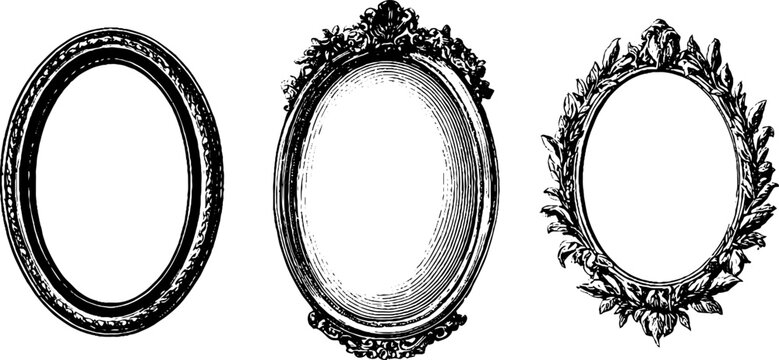 Elegant ceramic mirror frames collection with intricate engravings for home and decor design