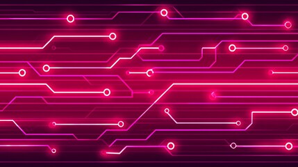 Magenta Circuit Board with Glowing Connections
