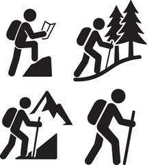 Hiker icon silhouette vector design with white background
