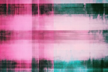 Abstract horizontal stripes of pink, teal, and dark tones, appearing textured and slightly blurred, creating a grid-like pattern with varied opacity