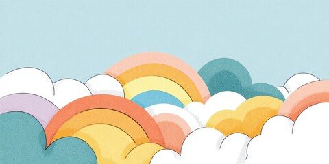 Light Pastel Rainbow with Cloud Elements