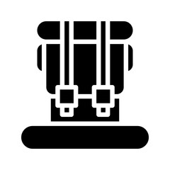 Backpack glyph icon. Great for travel apps or adventure UI.