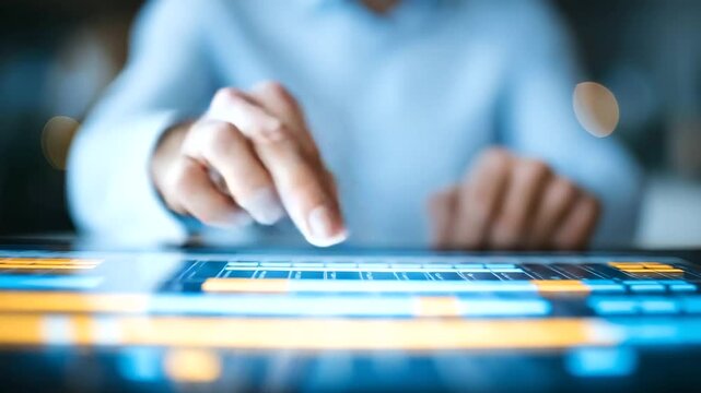 A project manager navigates Gantt chart software in a digital workspace.
