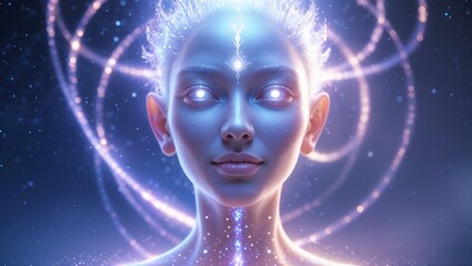 Spiritual Human Figure With Cosmic Energy	
