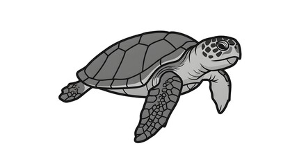 Naklejka premium Black and White Drawing of a Sea Turtle Celebrating World Sea Turtle Day protection 