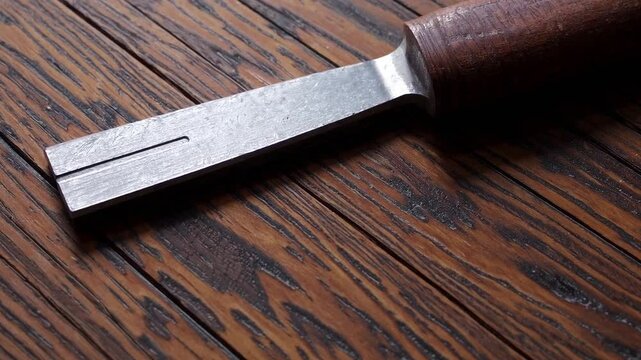 Professional Wood Chisel on Rustic Wooden Table for Carpentry and Woodworking Projects
