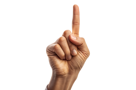 Isolated Hand Poses Number One on Black Background