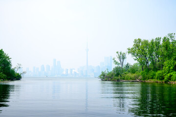 Smoke from distant wild fires over downtown Toronto at midday on June 6 2025 seen from the Toronto...