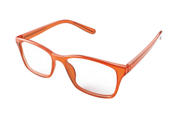 Stylish orange eyeglasses isolated on transparent background