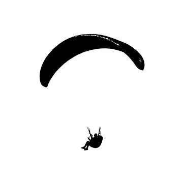 black silhouette of a person parasailing on a transparent background black, man, person, silhouette , Generative art.