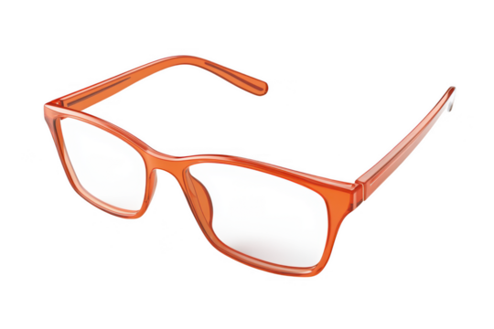 Stylish orange eyeglasses isolated on transparent background