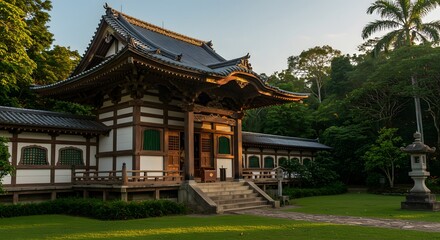 Traditional Japanese Temple with Elegant Architecture – Serene Structure Showcasing Intricate Design, Cultural Symbolism, and Timeless Spiritual Beauty