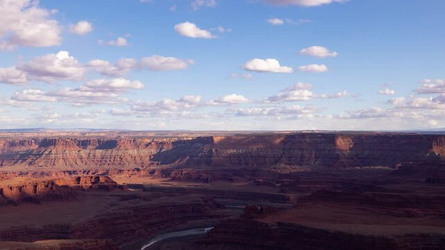 Time Lapse of the clouds moving above the rugged landscape near Canyonlands National Park in Moab Utah.