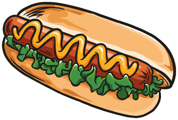 hot dog with mustard